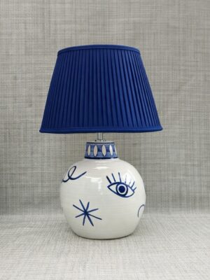 Bomba - Ceramic Blue & White Table Lamp - with symbols