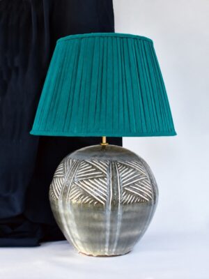 Ziggy - Ceramic Table Lamp with Sgrafitto in Blue Grey
