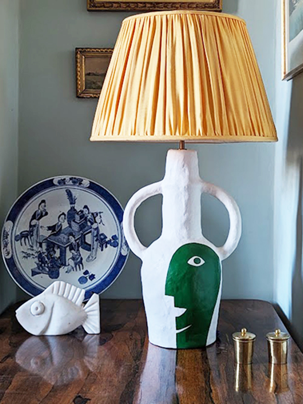 View of Rumba Madison lamp with painted faces – Kinkatou Studio London