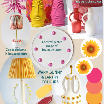 Warm, bright and earthy colours of corals, peach,terracottas and rich mustard yellows